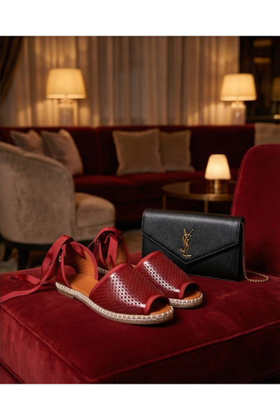 futsi shoes Modern Bilekten Bağlama Hakiki Deri Kadın Espadril