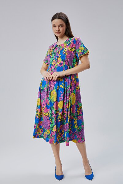 Wild Love Γυναικείο βαμβακερό καλοκαιρινό φόρεμα με φλοράλ σχέδια και κουμπιά...