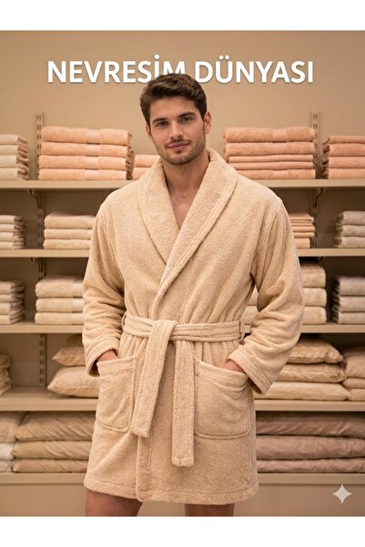 ALVERA COLLECTION Cotton Single Bathrobe Beige Size m