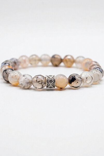 MMİF Natural Agate Stone Bracelet 8mm for Women and Men - Effective for Prote...