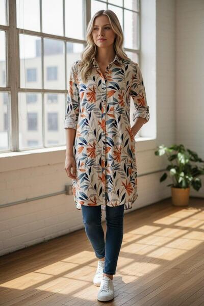 VETRE Women's Plus Size Long Viscose Shirt