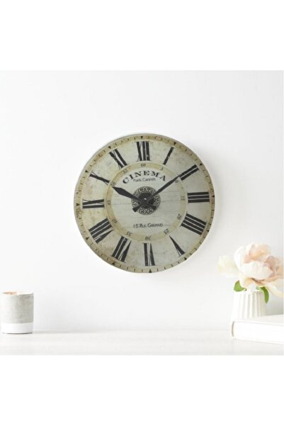Sevilla Retro Duvar Saati 40 cm Ahşap Sessiz Çalışan Mekanizma