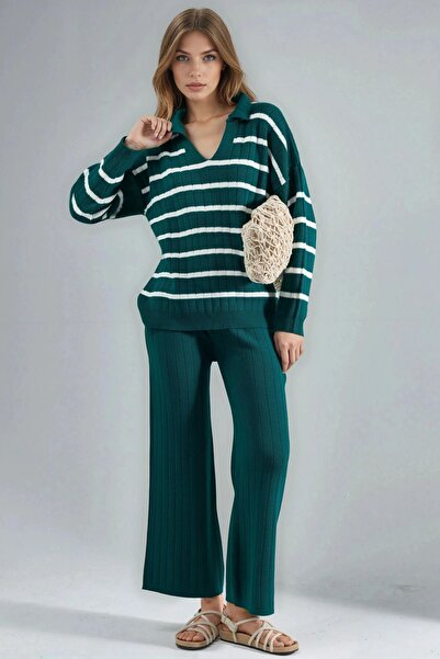 Hiccup Σετ πλεκτών ενδυμάτων με ριγέ γιακά πόλο MY FASHION