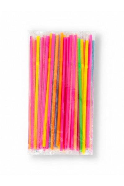FAZER CLEAN Plastik Jelatinli Ince Körüklü Renkli Pipet - 50'li