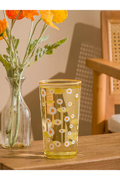LC Waikiki Yellow Floral Printed Glass Cup - 500 ml