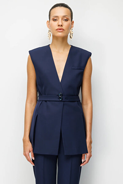 Ekol Belted Vest with Slit Detail-1118