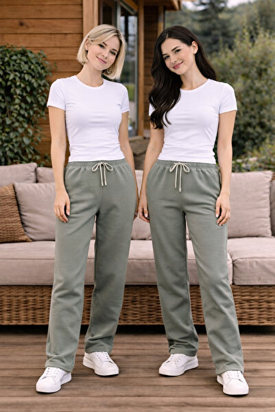 MODABOX Double Set Women's 2 Thread Comfortable Fit Pocketed 2-Piece Sweatpants