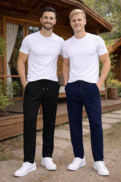 MODABOX Double Set Men's 2 Thread Comfortable Fit Pocketed 2-Piece Sweatpants