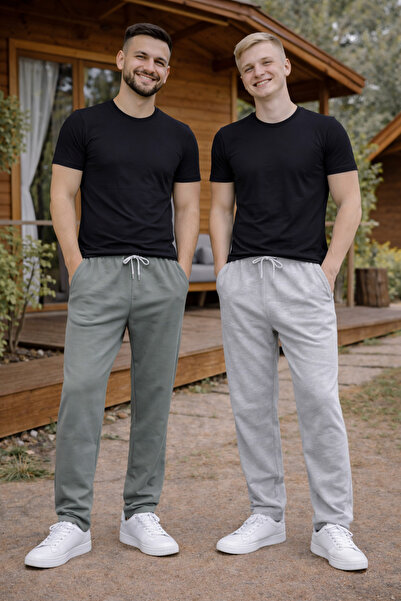 MODABOX Double Set Men's 2 Thread Comfortable Fit Pocketed 2-Piece Sweatpants