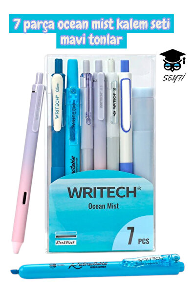 SEYFİKİRTASİYE 7 parça kalem seti writech tükenmez jel fosforlu kalem seti