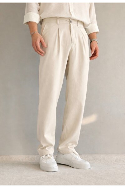 town walker Erkek Old Money Modal Kumaş Rahat Kalıp Baggy Kumaş Pantolon