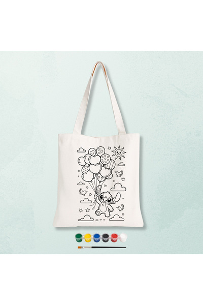 Cemira Stitch Akrilik Boyalı Boyanabilir Bez Çanta Boyama - Çocuklar İçin Eği...