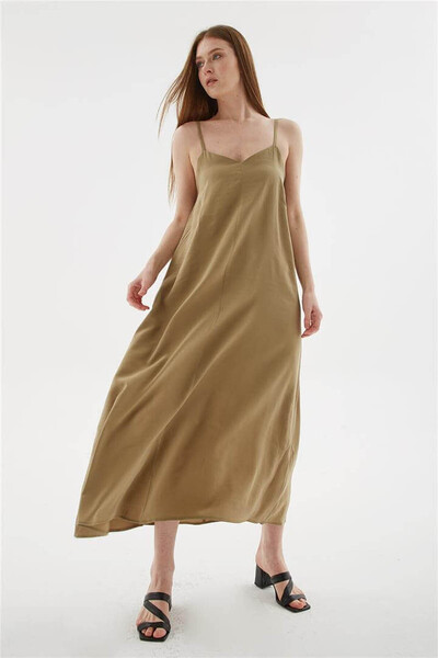 Fashion Friends Γυναικείο Φόρεμα Χακί με Τιράντες 26Y0501K1