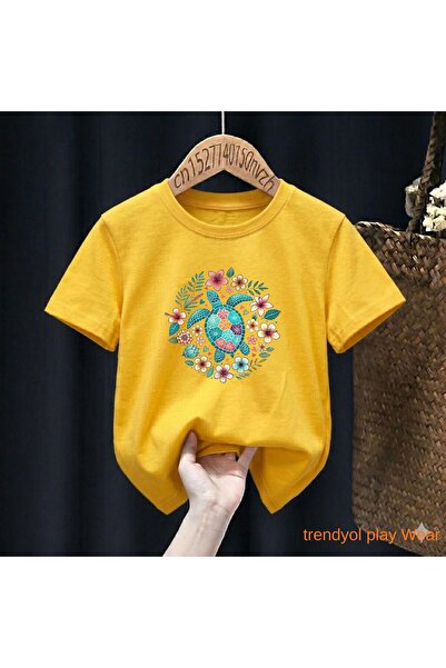 playwear تي شيرت كاريتا مطبوع 100% للأطفال للجنسين 5 6 -7 8-9 10 -11 12 سنة