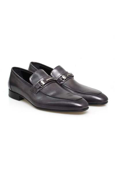 FRANCO CALVANI Gray Color Laceless Genuine Leather Leather Sole Men's Shoes
