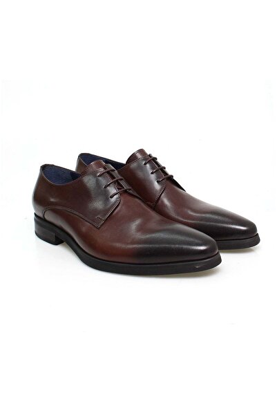 FRANCO CALVANI Brown Lace-Up Genuine Leather Men's Shoes