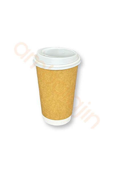 Ambalajın 100 Adet 16 Oz Double Wall Karton Bardak Beyaz Kapaklı – DW Tek Kul...