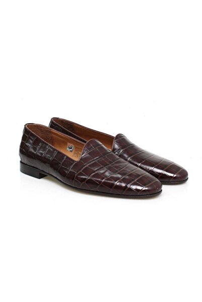 FRANCO CALVANI حذاء رجالي من الجلد الطبيعي بدون أربطة باللون البني