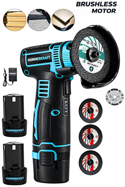 HAMMERKRAFT 12VOLT ARMUT BATARYA ÇİFT AKÜLÜ FAYANS AHŞAP METAL KESME 75MM DİK...