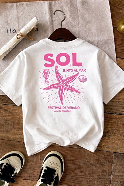 LELVANİ Γυναικείο μπλουζάκι με στάμπα αστερία και κείμενο, λευκό