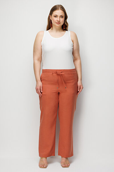 Ekol Elastic Waist Wide Leg Trousers-1604