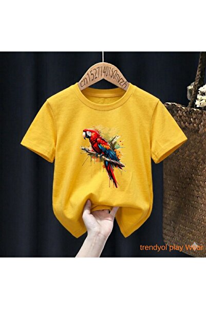 playwear Μπλουζάκι με στάμπα Rainbow Parrot 100% παιδικό unisex 5 6 -7 8-9 10...