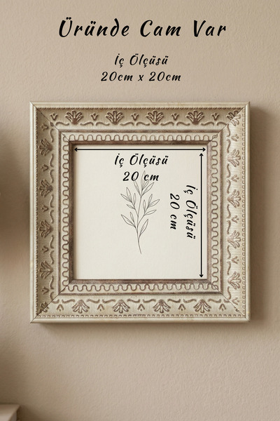 Asya Çerçeve Decorative Luxury Antique Square 20X20 Glass Plastic Photo Frame