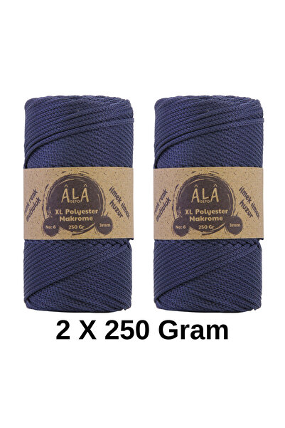 aladepo 2 Adet XL Polyester Makrome No:6 (Kalın) Çanta İpi 2x250 Gram (Toplam...