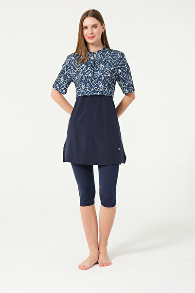 TESMAY Γυναικείο μονόχρωμο μαγιό με λεπτομέρεια στρογγυλής λαιμόκοψης και μισ...