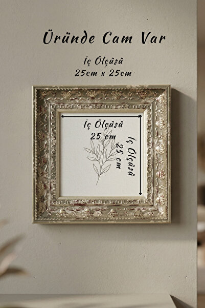 Asya Çerçeve Decorative Luxury Antique Square 25X25 Glass Plastic Photo Frame