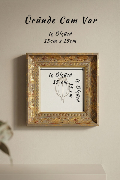 Asya Çerçeve Decorative Luxury Antique Square 15X15 Glass Plastic Photo Frame