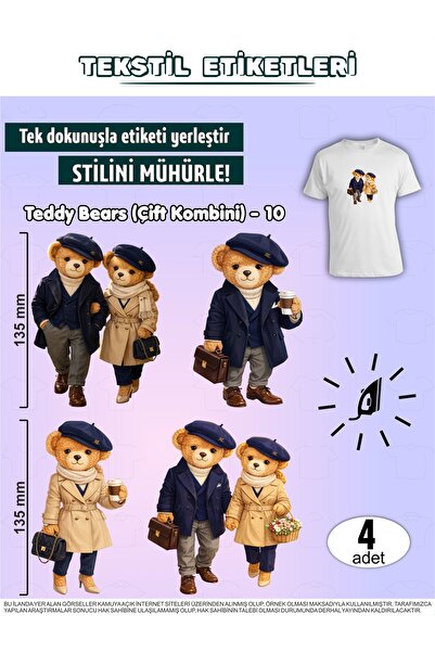 AGG Reklam Ütü ile Yapışan Kıyafet Etiketi Teddy Bears (Çift Kombini) Serisi ...