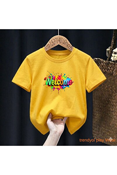 playwear Welcome Τυπωμένο 100% παιδικό unisex μπλουζάκι 5 6 -7 8-9 10 -11 12 ...