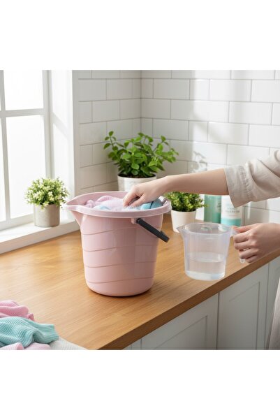 biedda 2'li Set Pudra Renkli Su Kovası 14 litre Kapaksız Temizlik Kovası ve M...