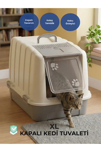 Shoebuo XL Kapalı Kedi Tuvaleti Büyük Boy Kedi Kum Kabı Filtreli Koku Önleyic...