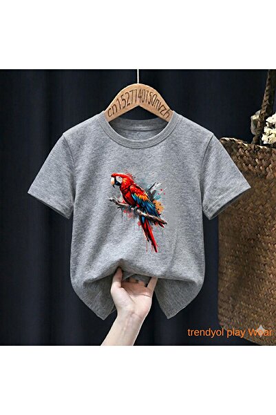 playwear تي شيرت للأطفال مطبوع عليه ببغاء قوس قزح 100% للجنسين من 5 إلى 6 -7 ...