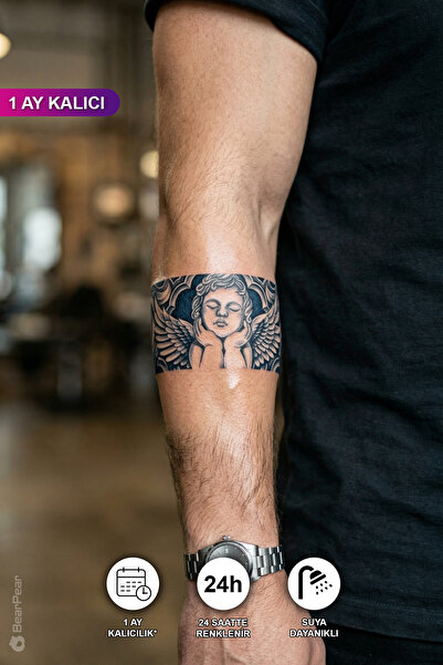 BP Tattoo 1 Ay Kalıcı Melek Figürlü Şerit Dövme Kol Bacak Bilek Vücut Dövmesi...