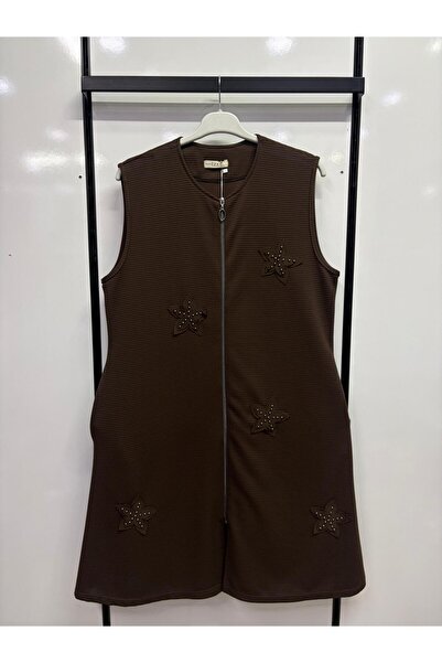 İDOL GİYİM Women's Long Mother's Vest with Zipper and Hidden Pockets, Comfort...