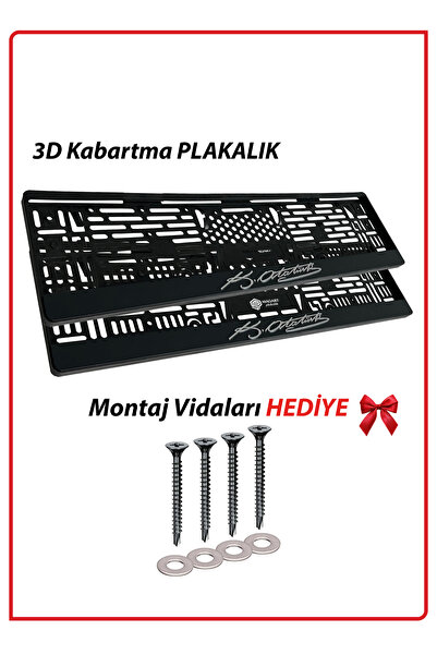 Plakamatik Kemal Atatürk İmzalı 2 Adet Kabartmalı Siyah Oto Araç Plakalık