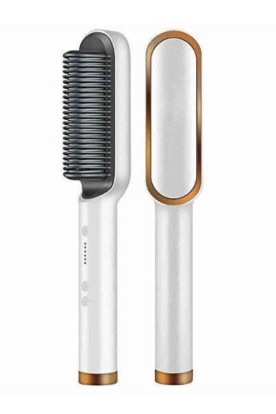 RICH LIFE Negative Ion Electric Hair Straightener Brush – 2-in-1 Hair Curler ...