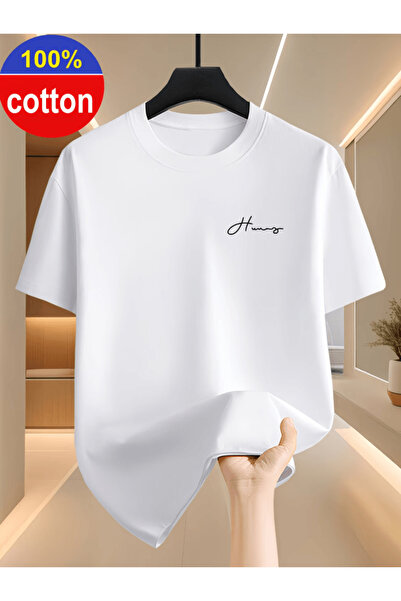 one button Tricou premium oversize cu imprimeu text pentru bărbați