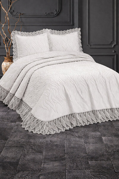 Hig Store Διπλό κάλυμμα κρεβατιού - Μπεζ - Geblümt