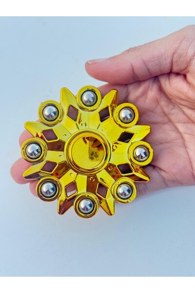 BAMTEBİ Metal Stres Çarkı Sarı 4 Farklı Desen Fidget Spinner Stres Atıcı ve R...