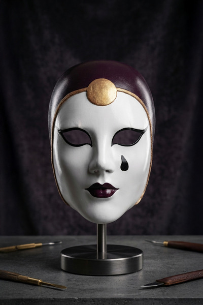 Venemask Venedik Bordo&Altın Pierrot Maskesi