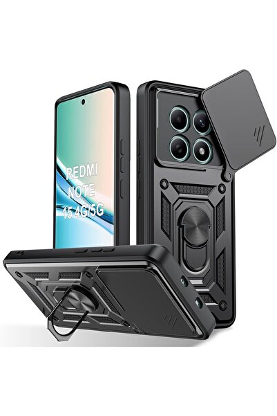 Redmi Note 15 4G/5G Compatible Case Camera Sliding Stand Ring Shock Absorbing Protective Cover