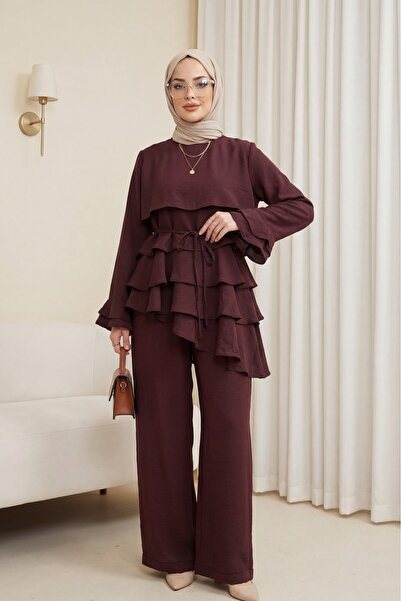 HİJABAYA Ασύμμετρο παντελόνι με λεπτομέρεια στο στρίφωμα και κορδόνια, με επέ...