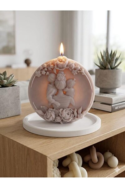 SCA CANDLE Dekoratif Mum anne çocuk mum Tekli ürün Kum Rengi Renk 15x15