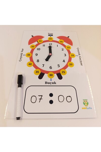 minisofia Yaz-Sil Analog ve Dijital Saat Eğitim Seti (Kalem Hediyeli)