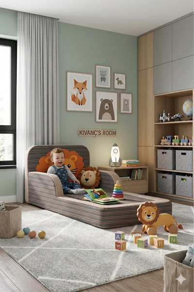 VevonsHome Yeni Nesil Çocuk Yatağı (Montessori Yer Yatağı) Yumuşak Yan Korkul...