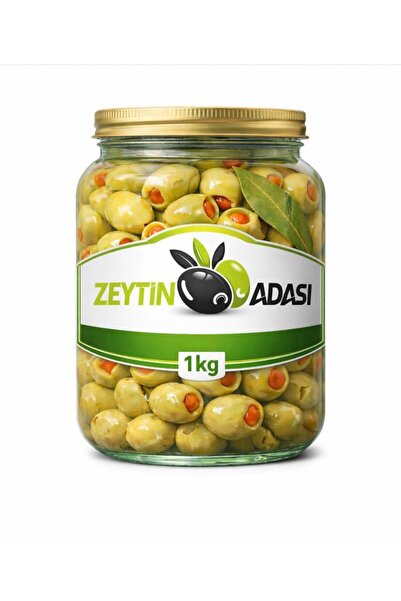 ELAS Naturel Yeni Mahsul Biberli Yeşil Zeytin 1000 gr - Katkısız Ege Usulü Do...